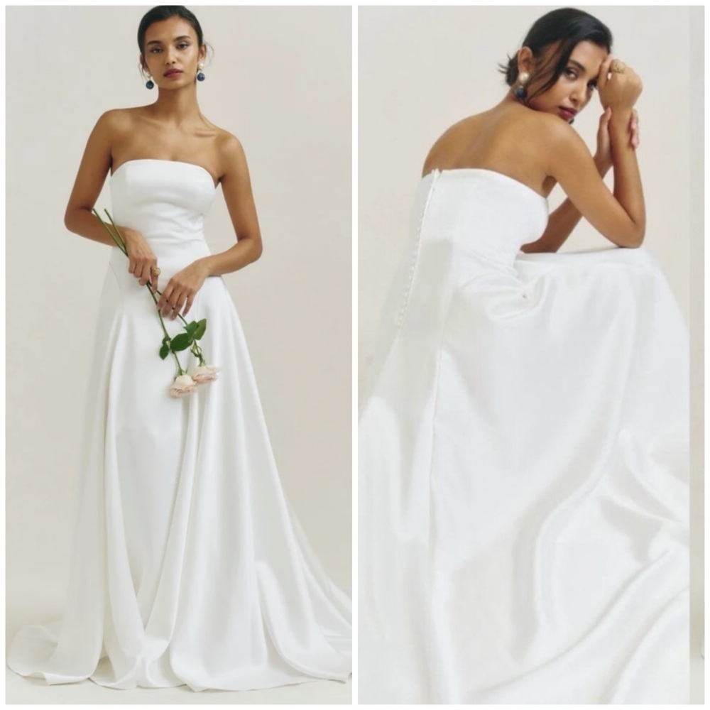 REFORMATION Elena Satin White Bridal Wedding Gown Maxi Dress SZ US 10 - Picture 1 of 14
